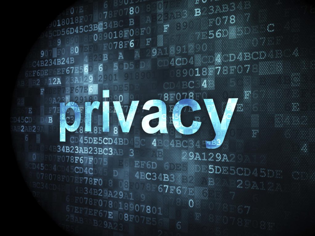 Privacy background with word privacy and hexadecimal code in the background