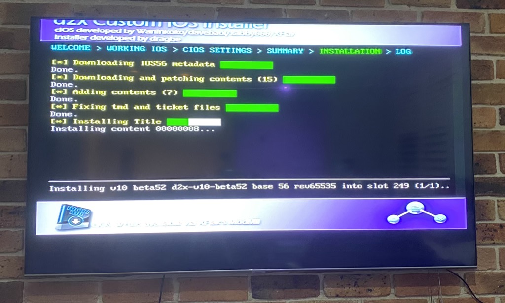 d2x cIOS installing screen