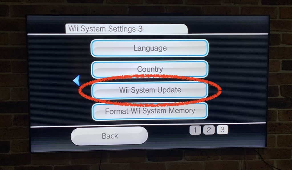 Screenshot of Wii System Update screen