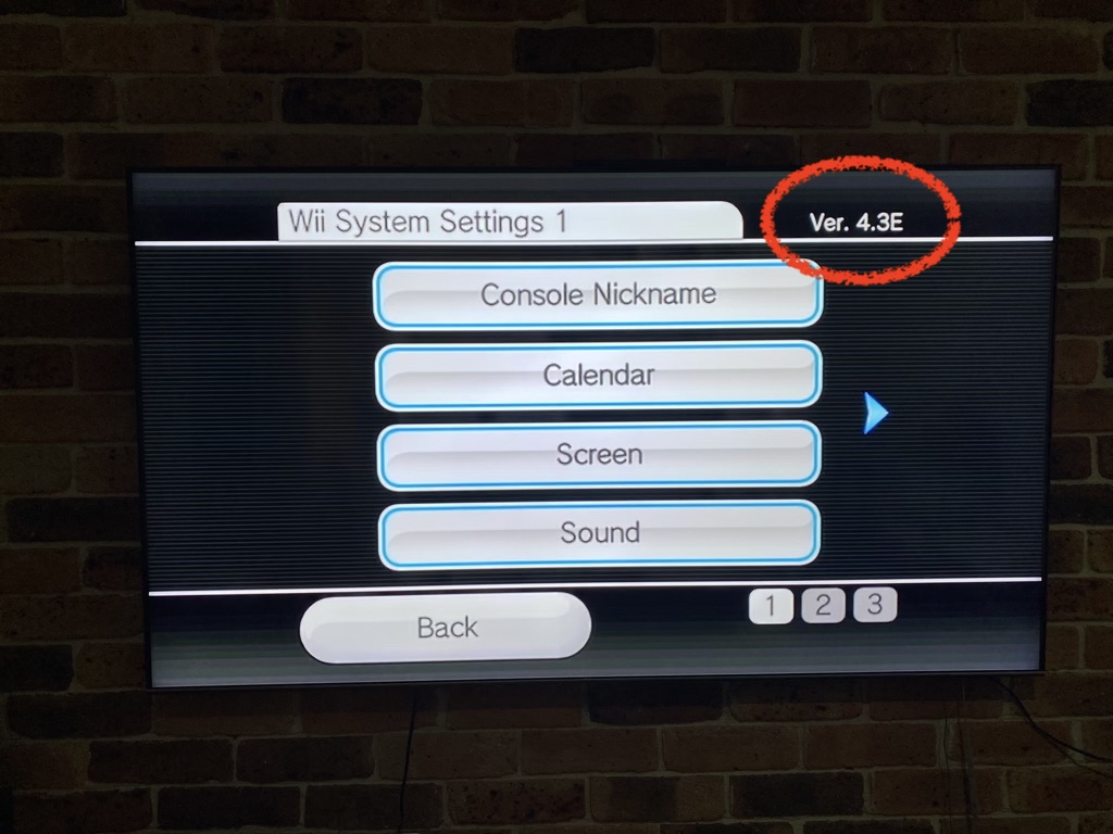 Screenshot showing the Nintendo Wii version number